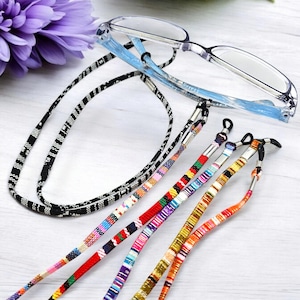 Multicolor Glasses Holder Strap - Ethnic Fabric Eyeglass Lanyard - Unisex Sunglasses Cord - Rope Spectacle Strap, Horizontal Stripe Design