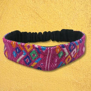 Hand Embroidered Guatemalan Huipil Headband - Colourful Geometric Fabric Hairband, Artisan Handmade Hair Accessory, Fair Trade Gift