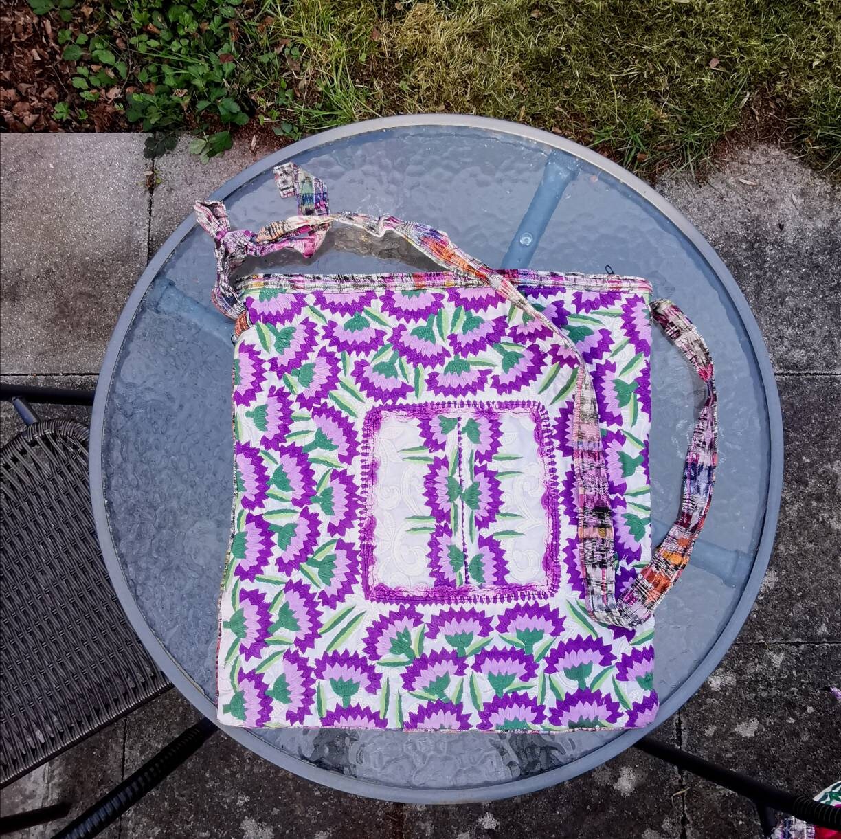 Embroidered Tote Shoulder Bag Square Tote Bag Huipil Floral Etsy UK