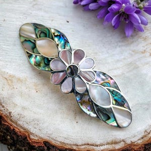Mexican Shell Hair Clip, Mother of Pearl Hair Barrette 