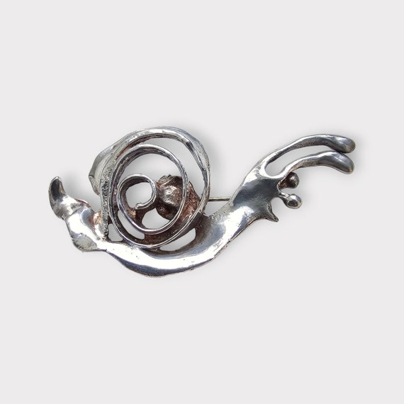 1950's Vintage Sterling Silver Snail Brooch, Snail Lapel Pin, Handmade in Central Mexico, Perfect Gift for Animal Lovers, Wildlife Jewellery