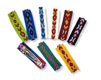 Fabric Hair Clip / Barrette / Friendship Bracelet Decoration / Bohemian Hair Accessories / Multi Colour /  Rectangular Shape / Handmade