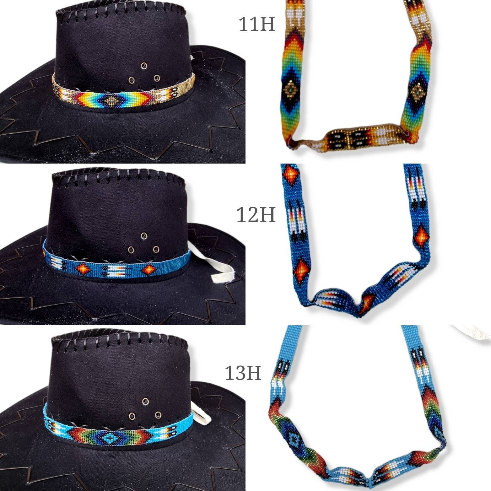 1365 Cowboy Hat Bands Handmade, Band Ethnic Style With Rhinestone, Amazon.com: Cowboy Western Beaded Hat Band Rodeo Style  main image 3