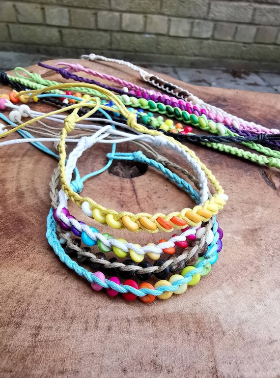 Cotton Friendship Bracelet Multi Colour Beaded Bracelet Rainbow