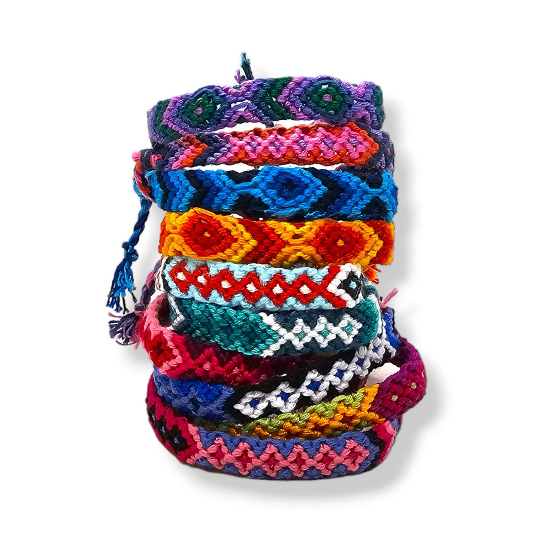 Woven Friendship Bracelets Cotton Wristband Set of 6 Wrap Etsy UK
