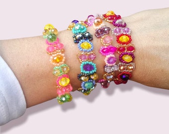 Handmade Glass Beaded Bracelet- Multi Colour