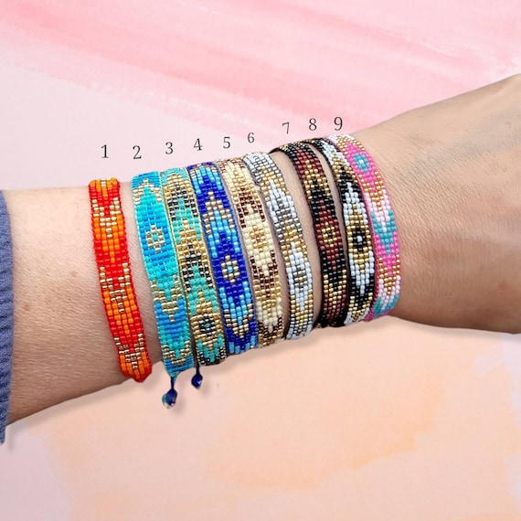 Beaded Bracelet Minimalist Bracelet Beach Jewelry miyuki Beaded Bracelet Bohemian Bracelet South West Bracelet flat Woven Bracelet Etsy