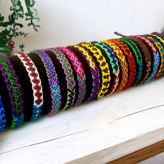 Set of 6 12 or 24 Silk Friendship Bracelets Thin Woven