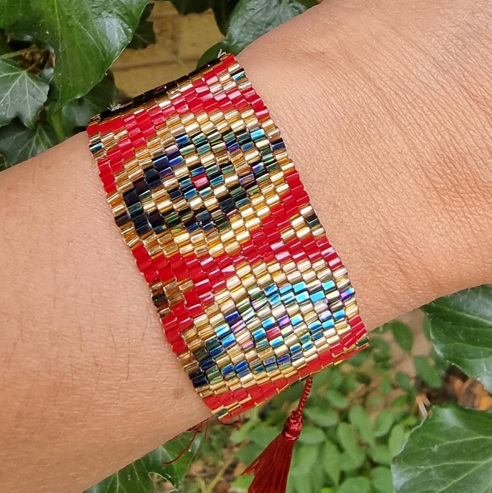 MIYUKI Beads Bracelet / Women Diamond Pattern /tassel Woven Etsy UK