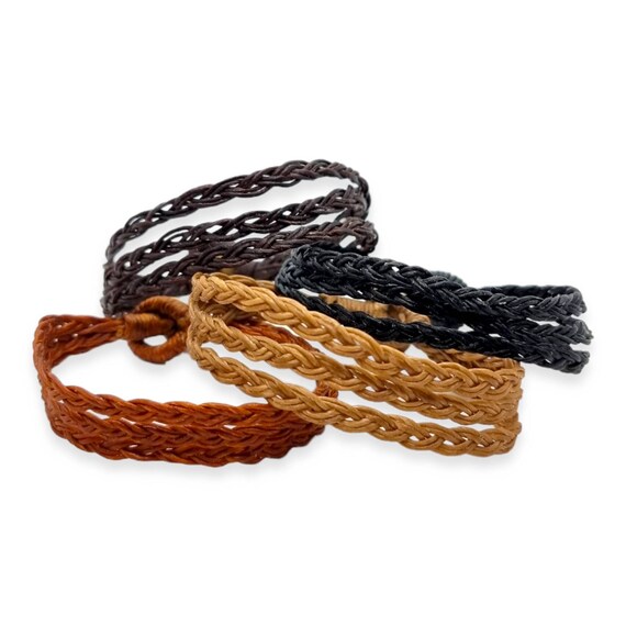 Faux Leather Look Bracelet | Small Wrist Bracelet |  Wax Cord |  Bohemian Wristband | Braided Bracelet | Three Strand Bracelet | Unisex