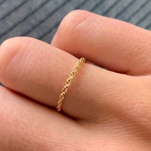 Twisted gold-plated women's ring / Braided adjustable ring image 2