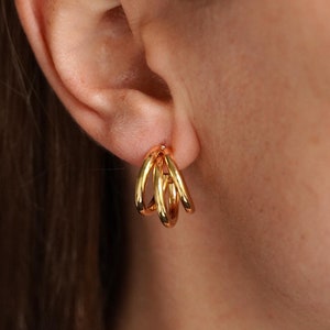 Stainless steel three ring earrings / Triple hoop earrings