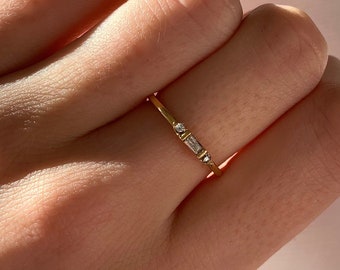 Moderne RVS dames ring transparant zirkonium / dunne ring gezet met goud water resistant