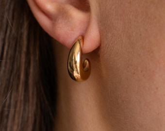 Domed stainless steel hoop earrings / Women's hoop earrings