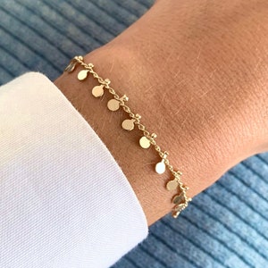 Gold plated ball chain bracelet / Women's fine chain bracelet