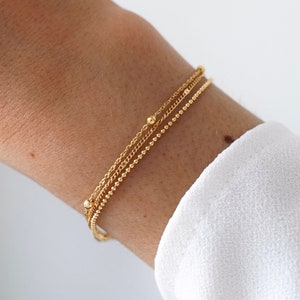 Triple row women's bracelet with fine chain / Women's gift / Stainless steel bracelet