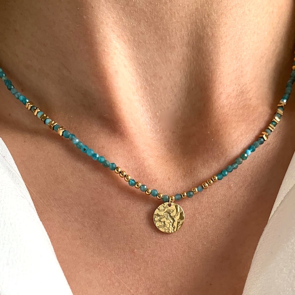 NVM FRNCH 316L Steel and 3 MM Apatite Natural Stone Blue Color Men's Bracelet FRJ12394-3394-M - Saltillo main image 1