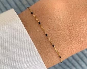 Fine stainless steel ball chain bracelet / Women's gift / Fine black chain bracelet