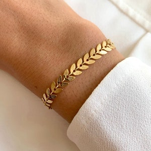 Damen Edelstahl Lorbeer Spike Kette Armband / Spike Kette / Fischgrätenkette