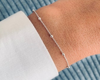 Silver ball chain bracelet / Women's thin chain bracelet