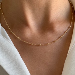 Gold plated ball chain necklace / Fine minimalist ball chain women's necklace / Women's gift