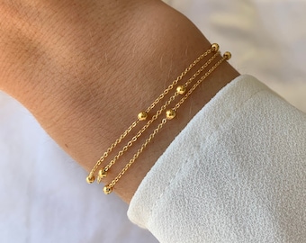 Dreireihiges feines Kettenarmband aus Edelstahl für Damen