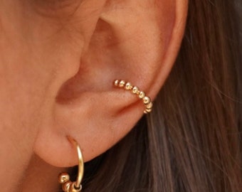 Gold plated earcuff / Ear ring / Ball ear ring