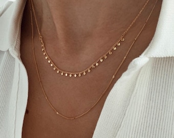 Fine double row chain necklace / Minimalist women's necklace with stainless steel chain