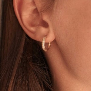 Boucles d'oreilles acier inoxydable mini créoles / Boucles d'oreilles minimalistes / Cadeau femme image 1