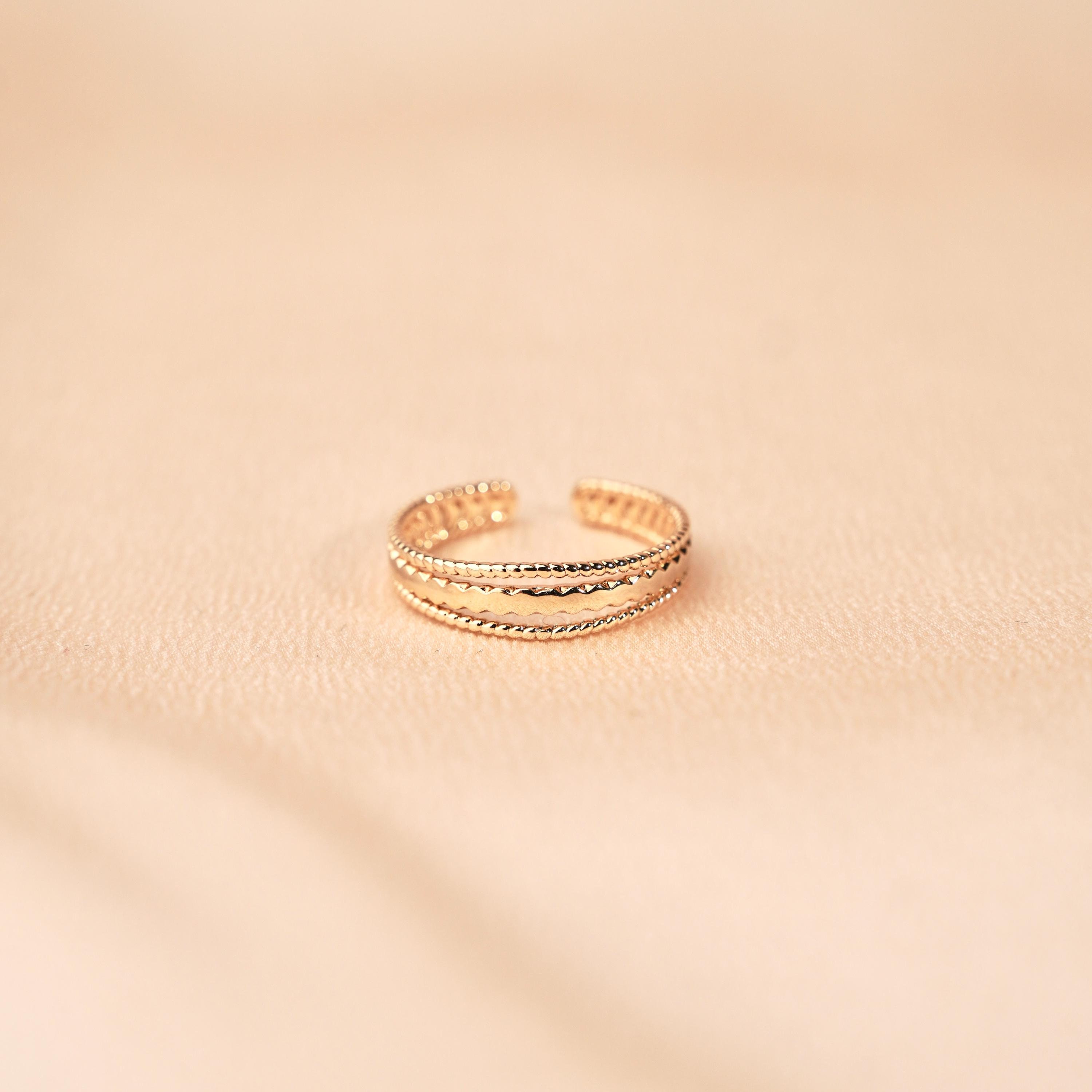 Bague Plaqué Or Croisée Trois Rangs Avec Brillants - Taille 52, Occasion Dorée