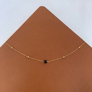 Fine Lapis Lazuli stone pendant necklace / Minimalist women's necklace with fine stainless steel chain / Women's gift Onyx noir