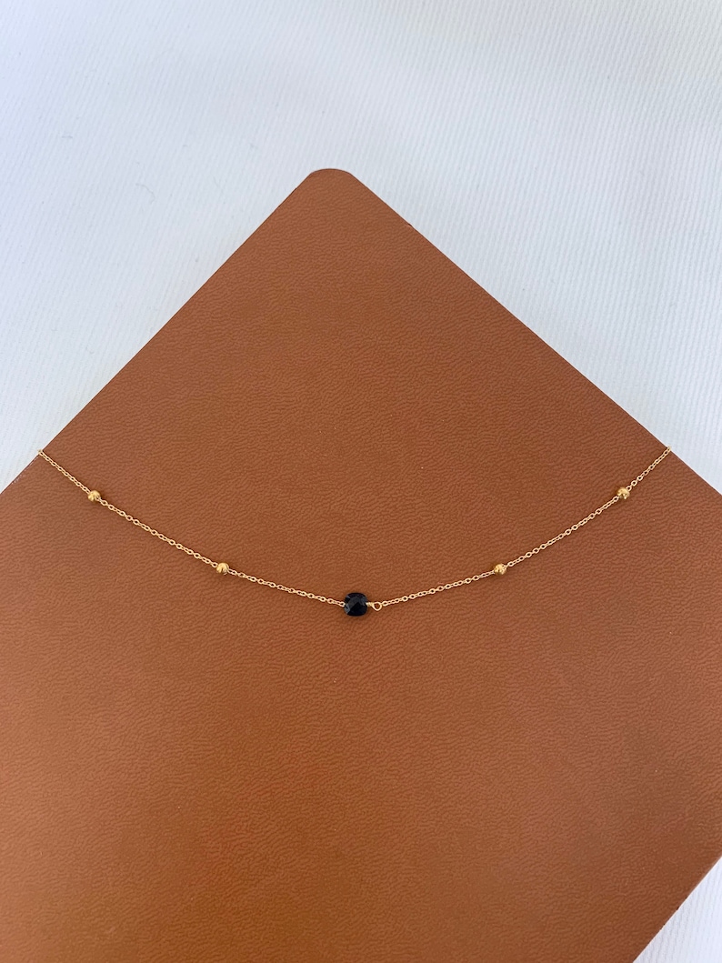 Fine Lapis Lazuli stone pendant necklace / Minimalist women's necklace with fine stainless steel chain / Women's gift Onyx noir