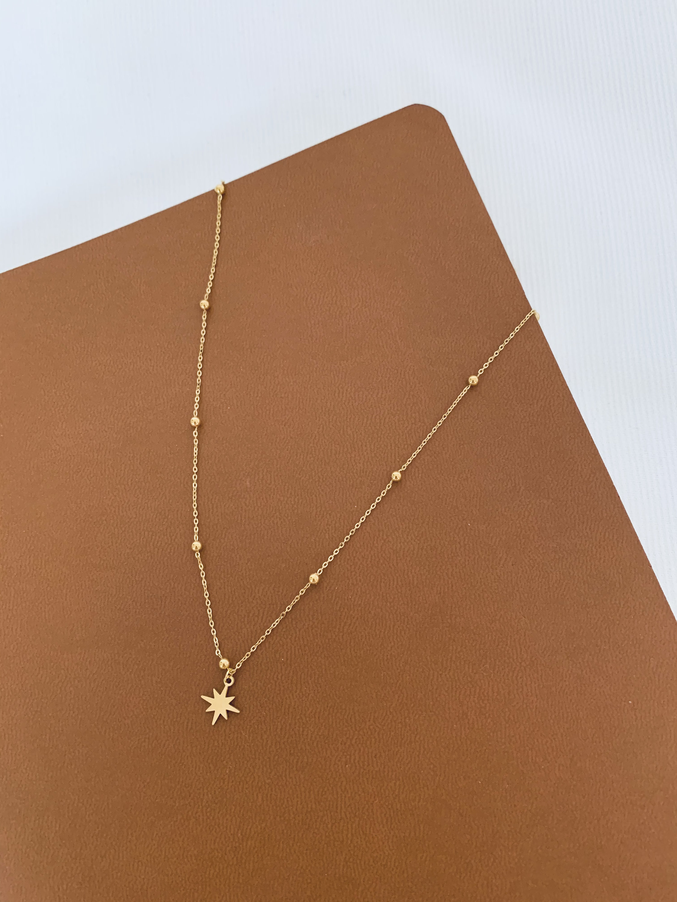 Stainless Steel Star Pendant Ball Chain Necklace Women s Fine