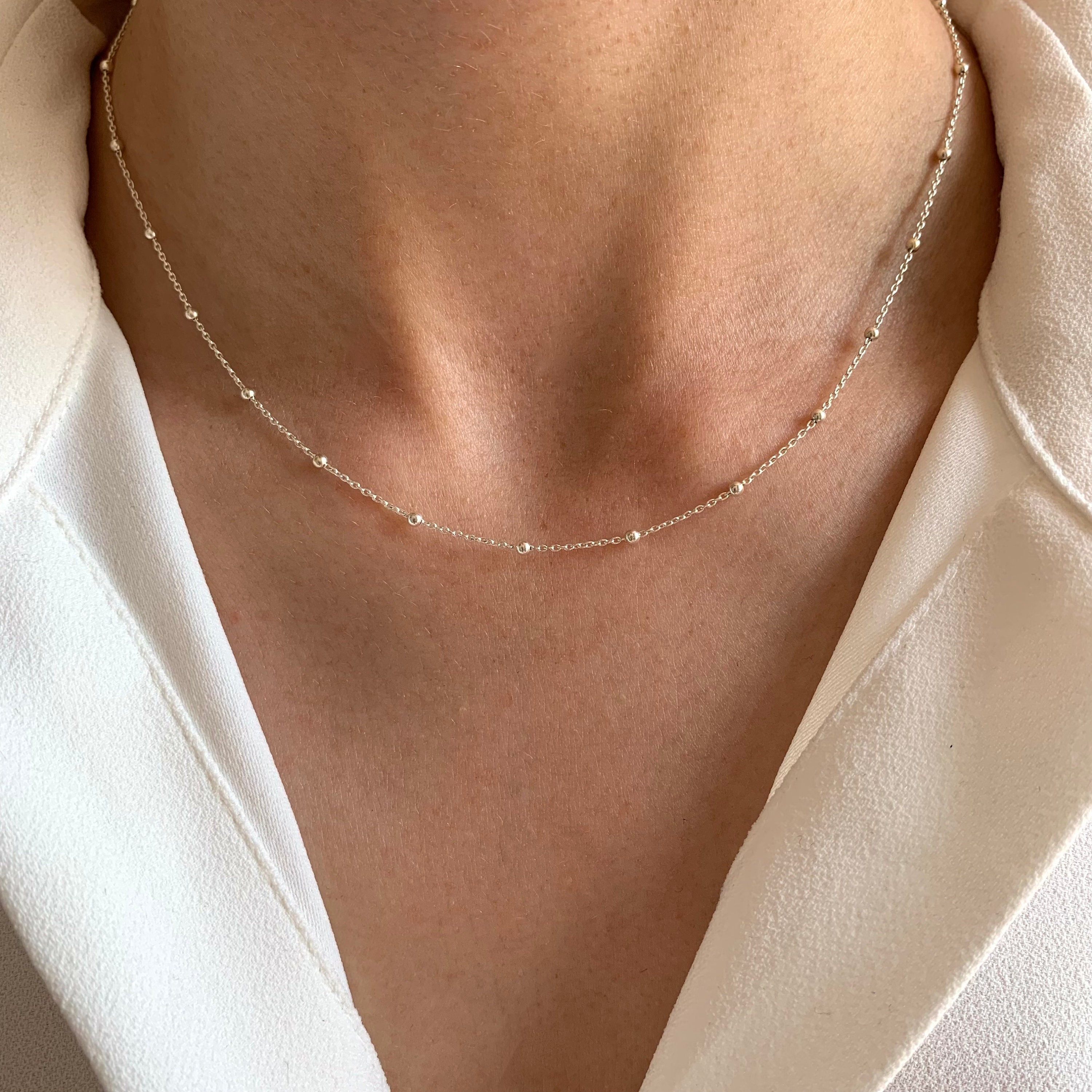 925 Silver Ball Chain Necklace / Women's Fine Minimalist - Etsy