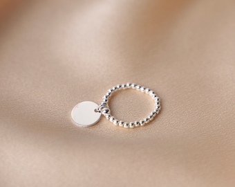 Bague perles rangs grande médaille plate argent L'Atelier d'Amaya