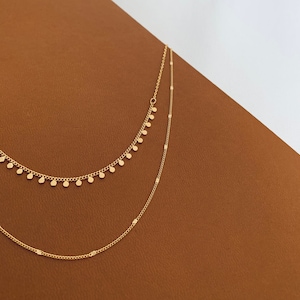 Collier fin double rang chaines / Collier femme minimaliste chaine en acier inoxydable image 3