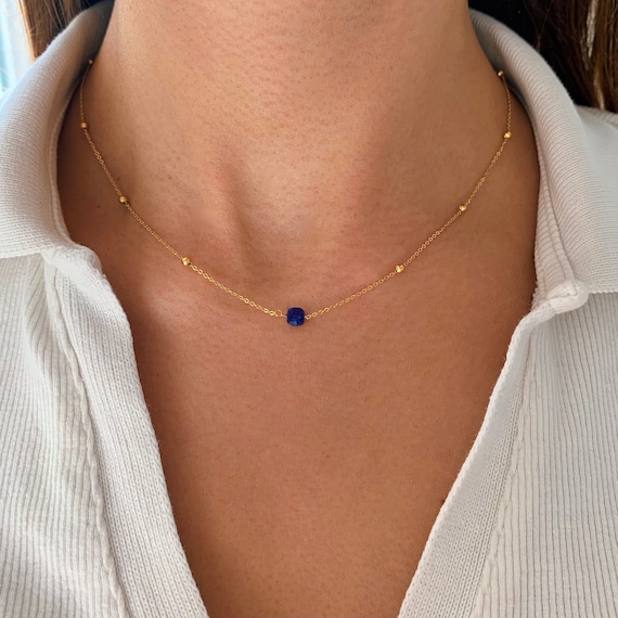 Necklace Fine Pendant Stone Lapis 