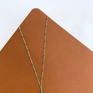 Roestvrij stalen ketting met groene Agaat stenen druppelhanger / Minimalistische damesketting afbeelding 7