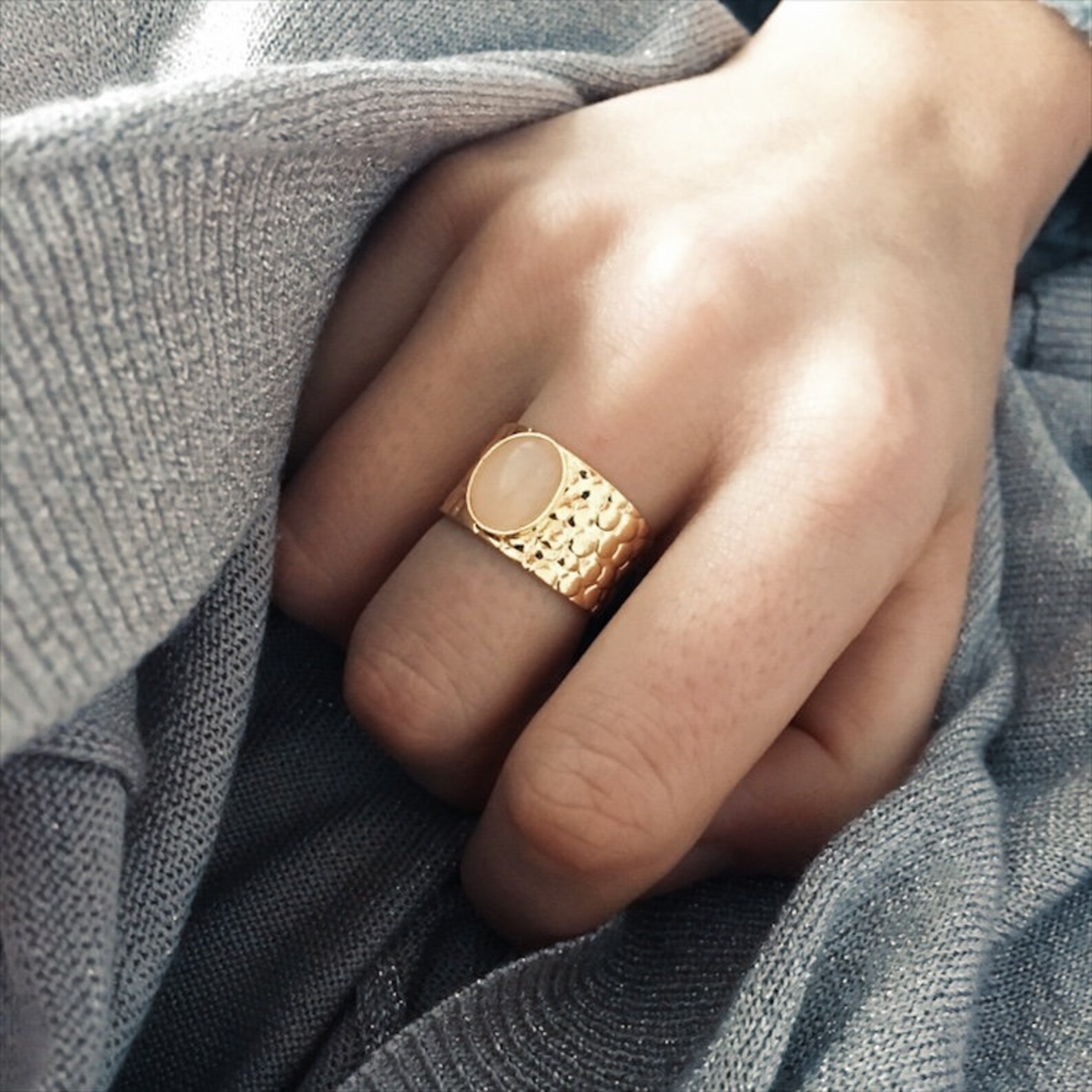 Bague Femme Dorée Avec Pierre - Taille 55 - Marque Skagen - Occasion
