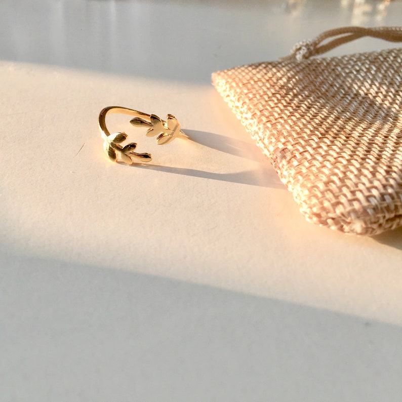 Women gold plated Laurel ears ring adjustable thin ring women gift