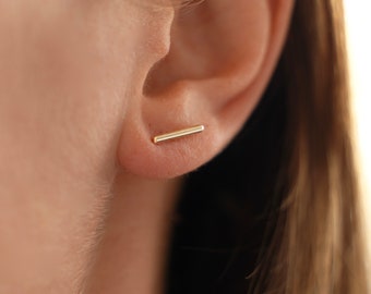 Boucle d'oreille barre design plaqué or / Boucle d'oreille trait batons / Boucles d'oreille minimalistes