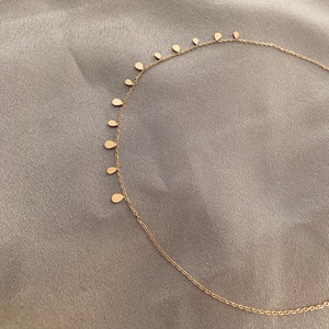 Stainless steel drop chain necklace / round pendant choker / Minimalist women's necklace image 5