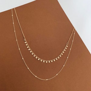 Collier fin double rang chaines / Collier femme minimaliste chaine en acier inoxydable image 2