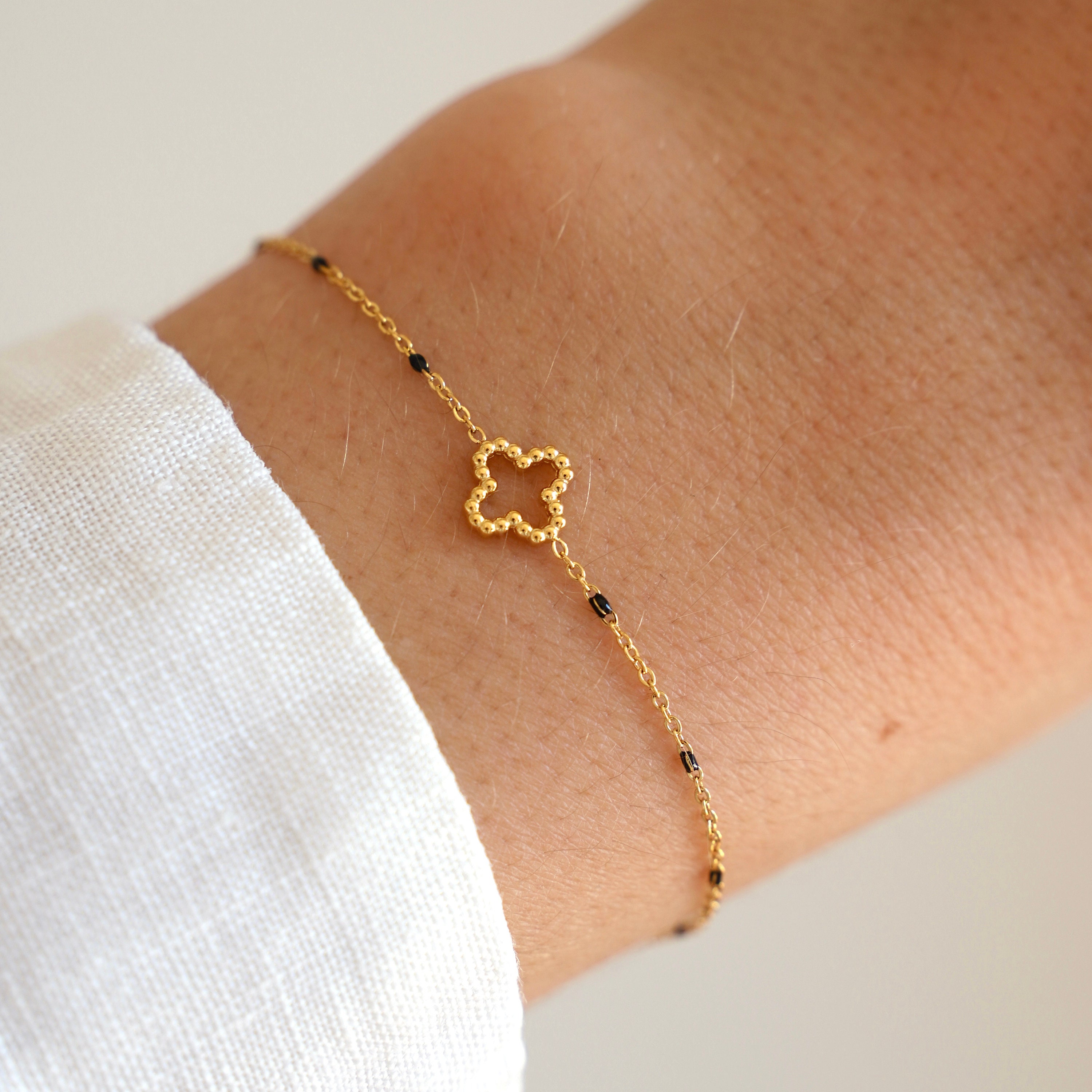Fine Stainless Steel Clover Bracelet - Etsy