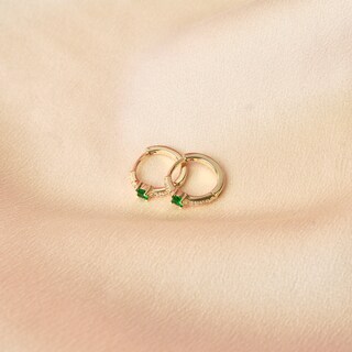 Orecchini A Cerchio Piccoli Placcati Oro 14K Con Zirconia Cubica E Iniziale - Ipoallergenici, Gioielli Per Donna E Ragazza, Regalo Con Confezione