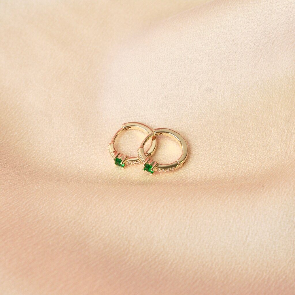 Orecchini A Cerchio Piccoli Placcati Oro 14K Con Zirconia Cubica E Iniziale - Ipoallergenici, Gioielli Per Donna E Ragazza, Regalo Con Confezione