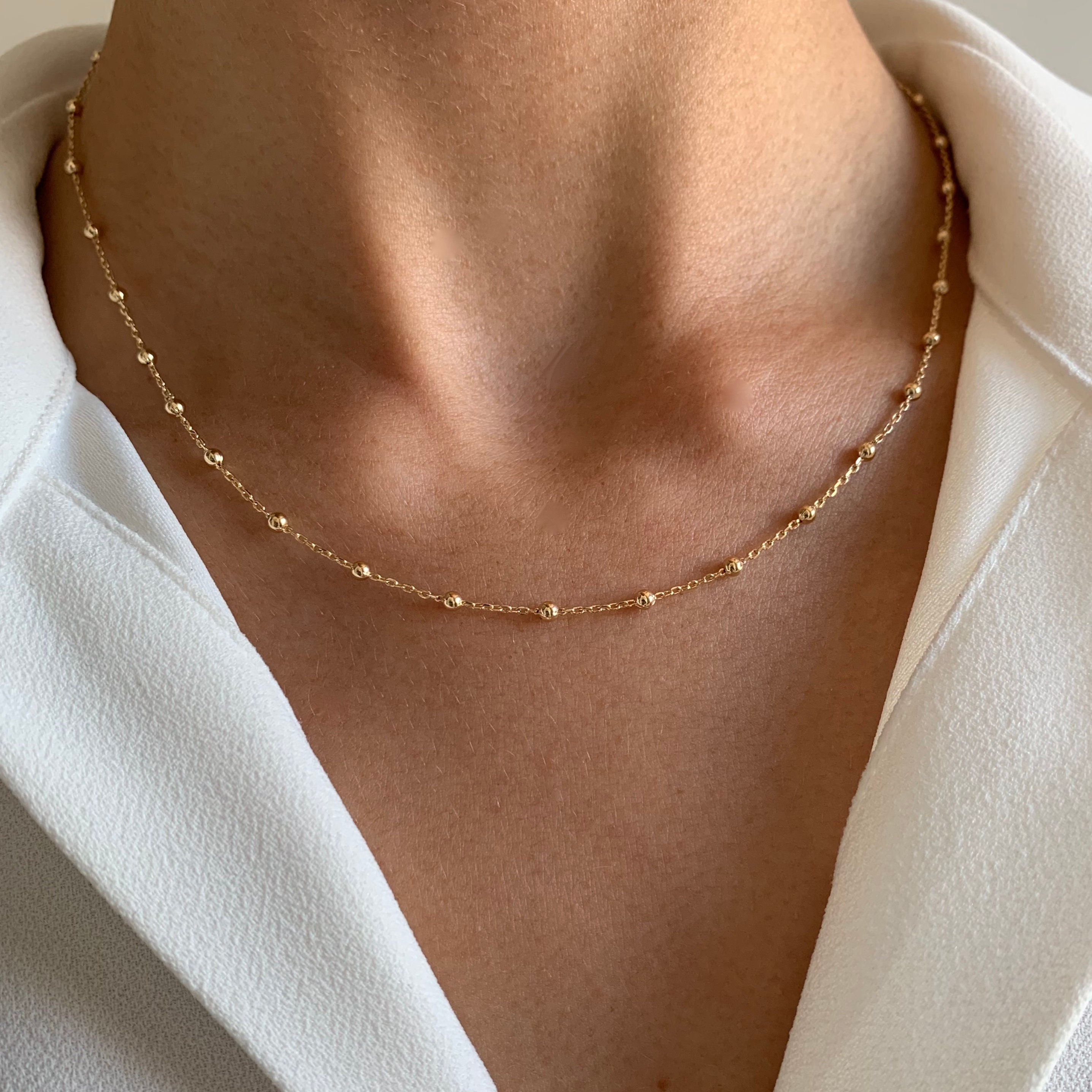 18k Gold Plated Ball Chain Necklace / Women's Minimalist