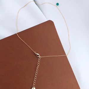 Collier fin chaine acier inoxydable pendentif pierre Agathe verte / Collier femme minimaliste chaine fine pierre naturelle goutte image 4