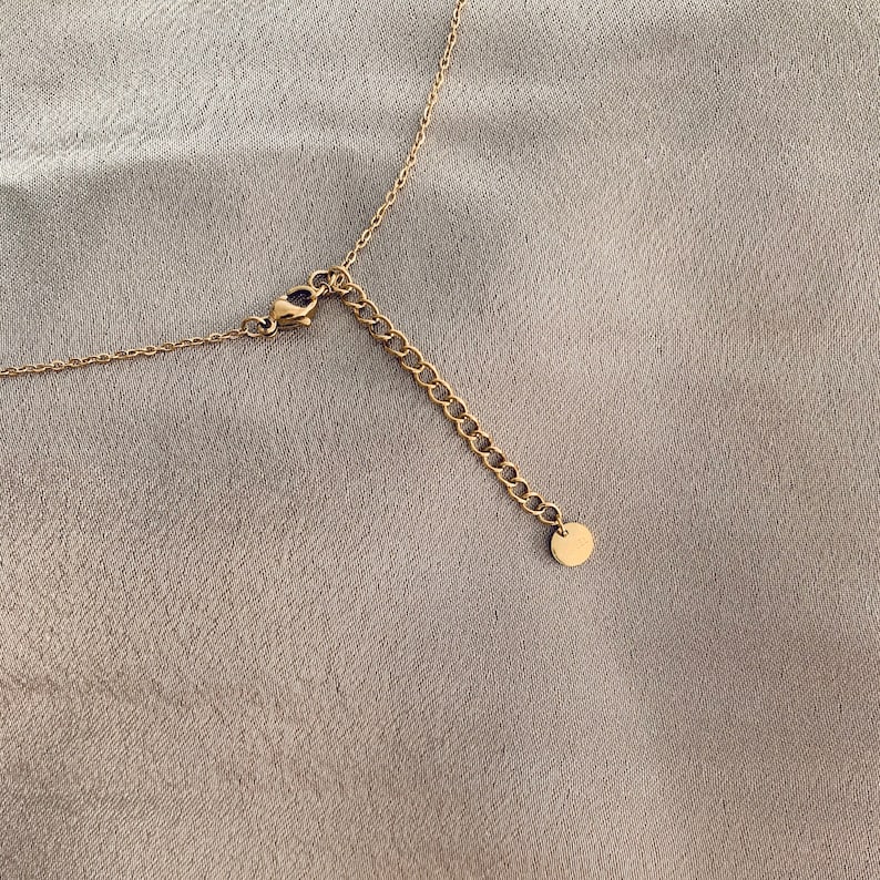 Collier acier inoxydable chaine gouttes / ras de cou pendentif rond / Collier femme minimaliste image 6