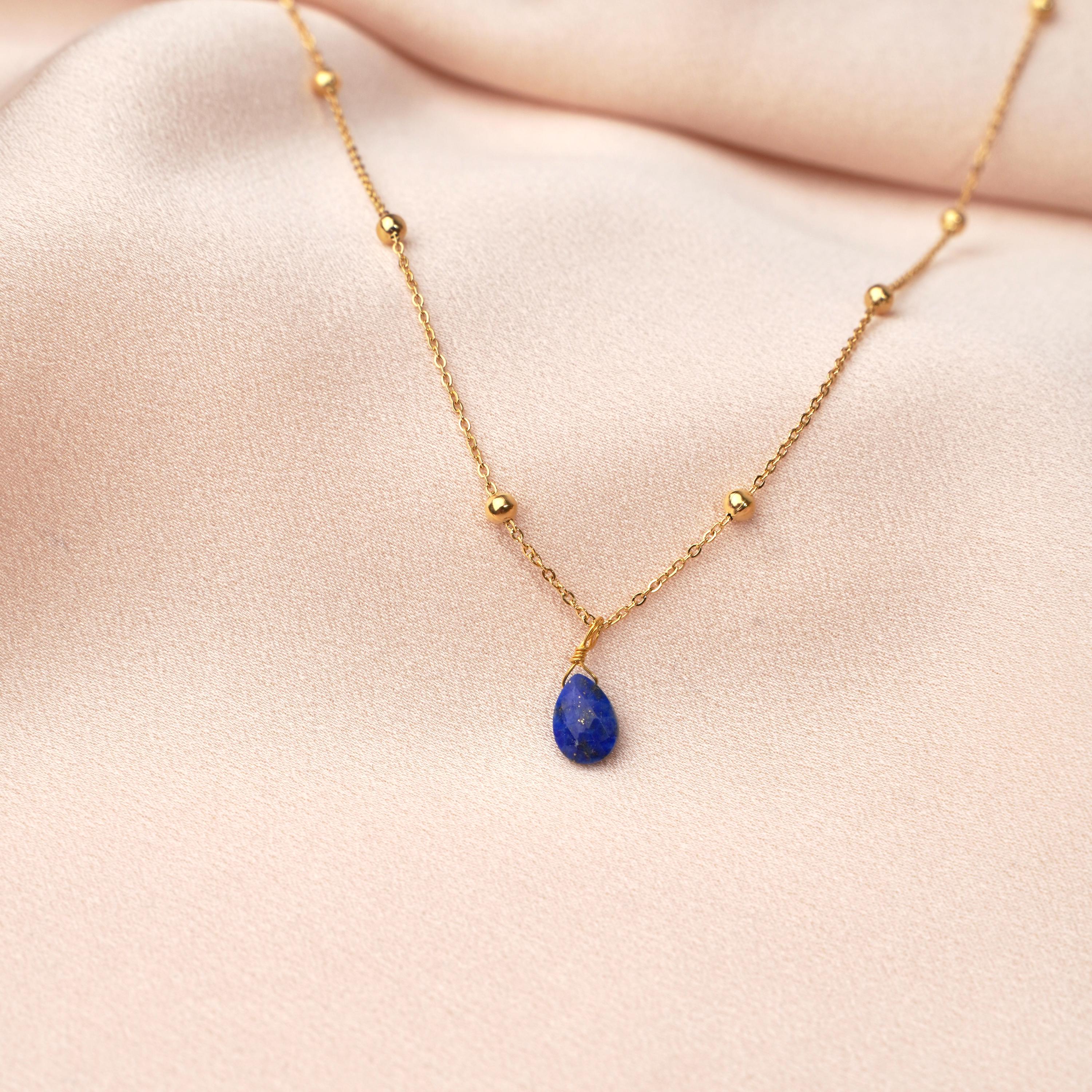 La Palma Forte Kette mit Amazoniten, blauen Achaten und Details aus 18 Karat Gol